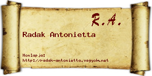 Radak Antonietta névjegykártya
